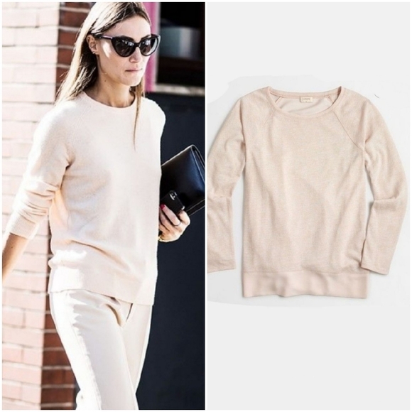 J. Crew Tops - J Crew Mixed Media Blush Crewneck Pullover Top